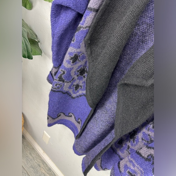 Vintage 60s Wool Pendleton Purple Black Drape Open Cardigan - Picture 10 of 10